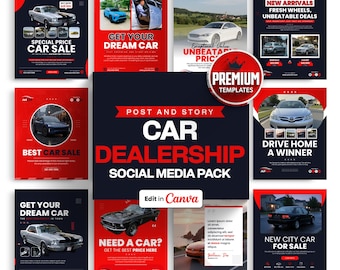Bundel autoverkoopcanva-sjablonen, autodealermarketing, bewerkbare Instagram-sjablonen, digitale download