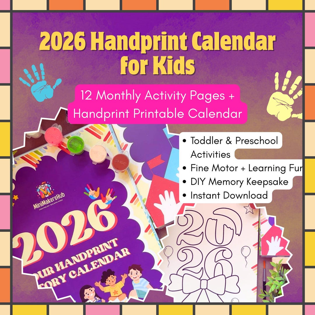 2026 Kids Handprint Calendar | Monthly Activity Pages, Learning ...