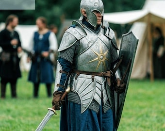 Armure unisexe fantaisie fabriquée à la main - armure de dame médiévale personnalisée pour cosplay et Ren Faire - ensemble élégant de plastron et d'espaulières de Style elfique