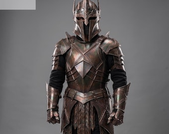 Costume d'armure de chevalier noir fantaisie fabriqué à la main - ensemble de cuirasse médiévale personnalisée fini antique - Cosplay d'Halloween unique et équipement d'affichage