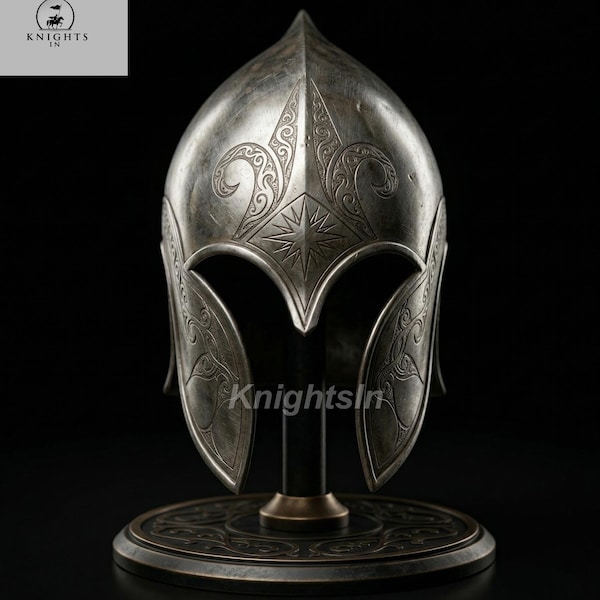 The Star of Gondor: oude elfengegraveerde replica krijgershelm | LOTR-helm |