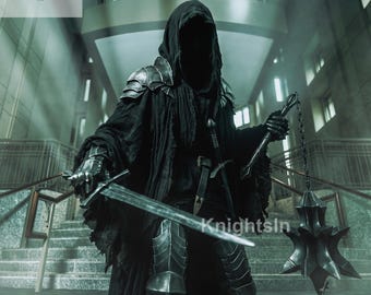 Dark Knight Costume Halloween Outfit Ringwraith Robes Black Rider Gowns Ring Wraith Full Cosplay Costume