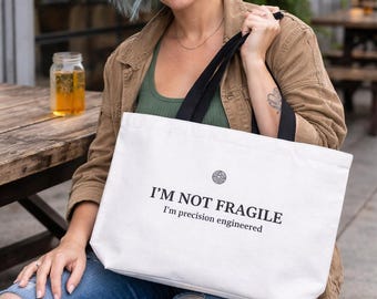 精密工学で作られたウィークエンダートートバッグ「I'M NOT FRAGILE」 | エンジニアユーモア