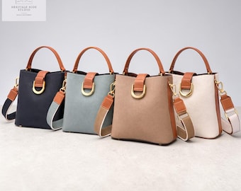 Echtleder Einkaufstasche, Crossbody Schulter Handtasche, Minimalist Top Griff Geldbörse