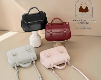 Vintage Leather Crossbody Handbag, Retro Satchel Purse, Japanese Style Cambridge Shoulder Bag for Women