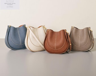 TOGO Leather Hobo Shoulder Bag, Structured Saddle Crossbody Purse for Women