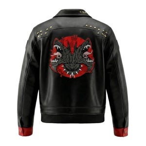 Arcane VI Cosplay Leather Jacket For Unisex - Gaming Arcane VI Season 2 Costume Black Red Bomber Coat