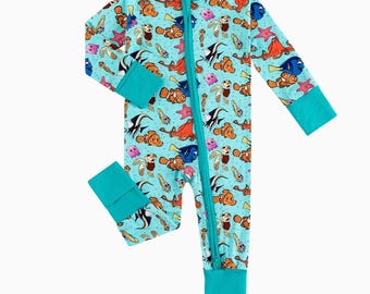 Finding Nemo Dory Baby Bamboo Zippy Romper Pajamas