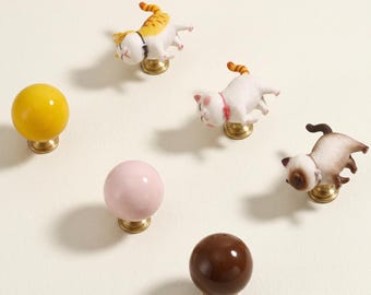 Cute Cat Cabinet Knobs, Animal Drawer Pulls, Kids Room Dresser Knobs, Cat Kitchen Cabinet Hardware, Nursery Furniture Handles