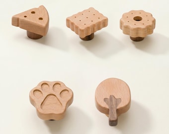 Wooden Cat Paw Cabinet Knobs, Kids Drawer Pulls, Cute Beech Wood Dresser Knobs, Nursery Furniture Handles, Animal Kitchen Hardware