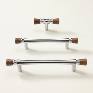 Polished Silver Cabinet Pulls, Walnut Wood Drawer Handles, Chrome Kitchen Cabinet Hardware, Zinc Alloy Dresser Pulls, T Bar Knobs