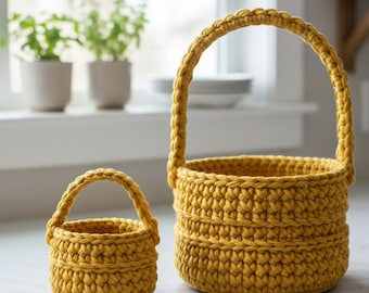 Patrón de cesta de Pascua a crochet en PDF / Apto para principiantes / Dos tamaños / Funda para maceta / Descarga instantánea /