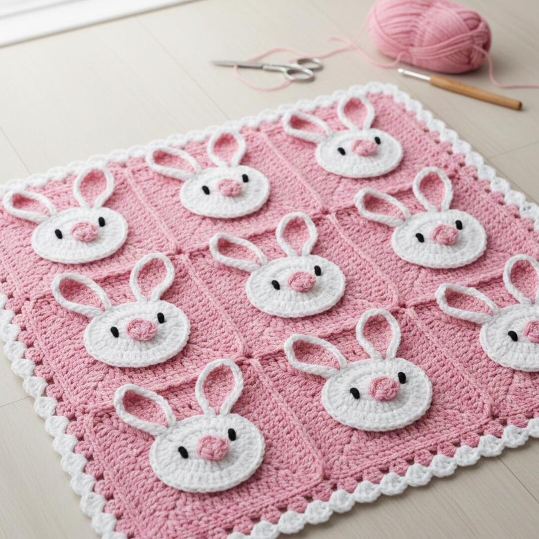 Adorable Bunny Baby Blanket Crochet Pattern PDF | Instant Download | 3D ...