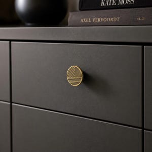 Pomello geometrico in ottone per mobili, maniglia per cassetti in stile Mid-Century Modern, maniglia per comò Art Déco, ferramenta rotonda dorata, pomello vintage per mobili decorativi