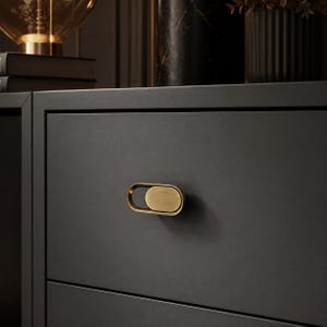 Kastgreep van geborsteld messing, moderne gouden ladehandgreep, luxe ovale dressoirbeslag, minimalistische keukenkastknop, handgreep voor badkamerdeur