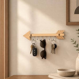 Arrow Wall Hook Rack, Rustic Coat Rack, Entryway Organizer, Farmhouse Wall Mounted Hook Rail, Key Holder, Hat Rack, Jacket Hanger