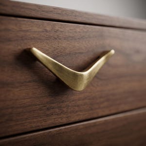 Mid Century Modern Brass Drawer Pull, Boho Dresser Handle, Vintage Style Cabinet Hardware, Walnut Furniture Knob, Retro Home Decor Accent US