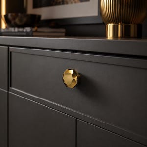 Tirador de armario facetado en oro, tirador de cajón geométrico de latón, tirador de cómoda moderno, herrajes de cocina de lujo, pomo de puerta de armario de tocador para decoración del hogar