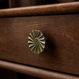 Art Deco Brass Cabinet Knob, Sunburst Drawer Pull, Antique Gold Dresser Knob, Furniture Hardware