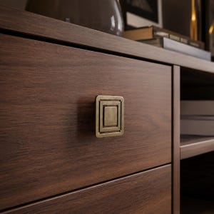 Tirador cuadrado de latón antiguo para cajón, pomo geométrico para armario, tirador para cómoda de mediados de siglo, herrajes para muebles de estilo vintage, detalles de decoración modernos.