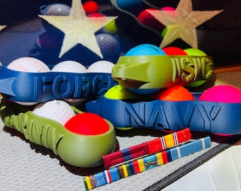 Golf ball case customized with military branch markings