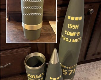 Personalized, 3D Printed M107 Artillery Round Replica, Personalized Markings, Hidden Compartment