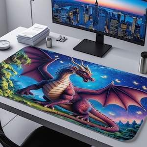 Dragon Fantasy skrivbordsmatta, RGB LED-spelmusmatta, trådlöst laddningstillbehör