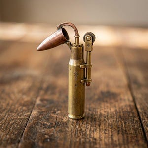 Handmade Vintage Brass Lighter, Bullet Trench Lighter Unique Mens Gift, Steampunk Shell Lighter,Retro Antique StyleRefillable Petrol Lighter