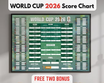 Väggtabell för spelschema för fotbolls-VM 2026, utskrivbar, redigerbar spellista för fotboll, matchresultatsspårare, turneringsplanerare, gruppspels-PDF