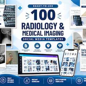 100 Radiology Canva Templates | Medical Imaging Social Media Posts | Diagnostic Scan Education | Radiologist Marketing Kit | Degital File