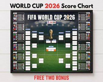 Affisch för fotbolls-VM 2026, utskrivbar väggkarta för fotbollsturnering, matchspårare, direkt PDF-nedladdning