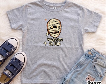 Kids Halloween Shirt, Spooky Mummy Shirt, Wrapped in Fun, Halloween Costume Shirt