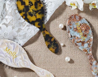 Peine de aire personalizado, peine con nombre de novia grabado, elegante regalo de boda, regalo de despedida de soltera, regalo de cumpleaños, regalo para ella, regalo de graduación