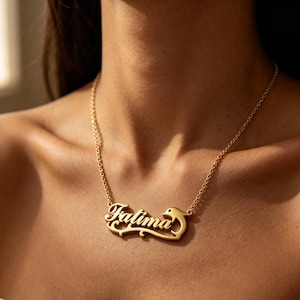 Custom Dolphin Name Necklace, Personalized Cursive Nameplate Pendant, Ocean Animal Jewelry