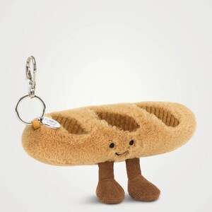 Pingente para Bolsa Jellycat Amuseables em Formato de Baguete, Acessório para Chaveiro, Enfeite de Pão Francês