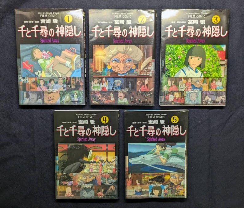 Spirited Away Film Comic Vol.1-5 Complete Set, Hayao Miyazaki, Japanese Edition, 2001 imagem 11