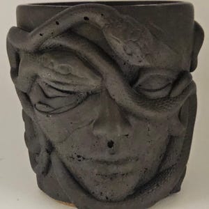 Medusa Concrete Planter – 3.5” Sculptural Cement Pot with Drainage Option