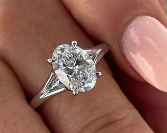 2 CT ovaal geslepen laboratoriumdiamanten verlovingsring elegante solitaire ring ethische 925 zilveren belofte ring minimale bruidssieraden cadeau voor haar