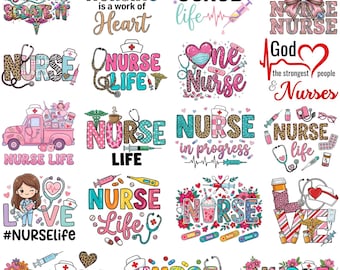 Pacchetto PNG per infermiere, disegni per sublimazione a tema vita da infermiera, pacchetto PNG carino per infermiere, citazioni mediche per infermiere in formato PNG, design per magliette da infermiera, clipart per infermiere