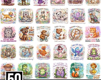50 disegni misti per sublimazione per abbigliamento, tazze e altro ancora, design divertenti e originali, solo download digitale
