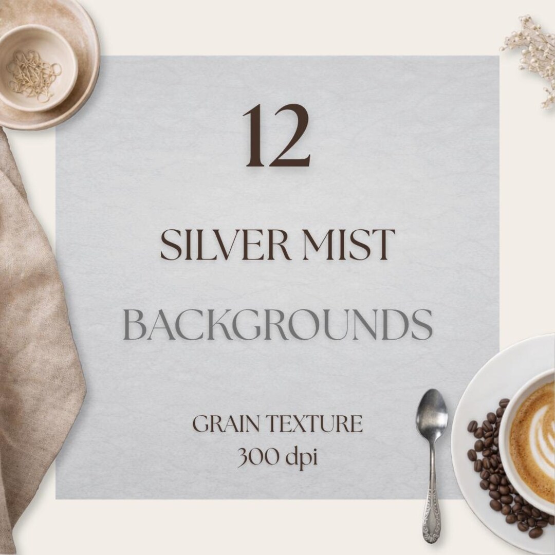Textured Background Pack, Silver Mist Grain Texture, Neutral Digital ...