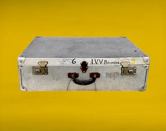 Vintage-Aluminiumkoffer mit Lederoptik, großer Industrie-Hartschalenkoffer