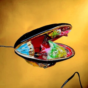 Lámpara vintage Vallauris con forma de concha marina, luminaria decorativa de cerámica con forma de pez de los años 50 y 60.