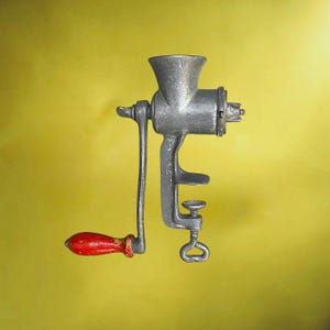 Vintage OK No. 10 meat grinder - steel - Made in England - 1940s - complete