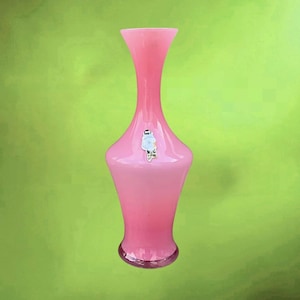 ピンクのオパールガラスの花瓶　イタリア製　1960年代