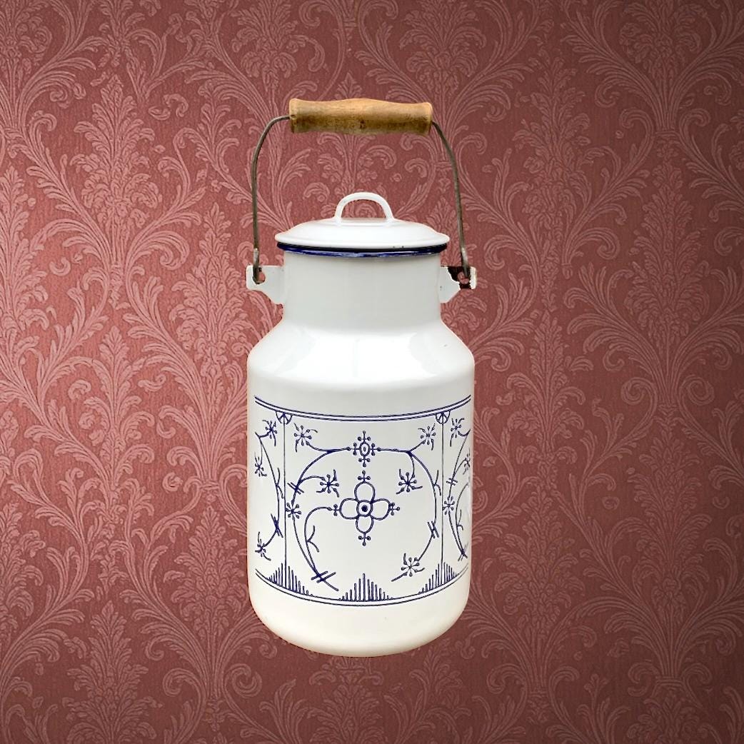 Blue Enamel Milk Can - Etsy