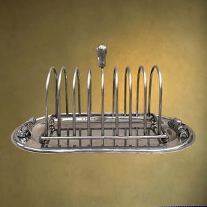 Vintage Silver-Plated Metal Toast Holder with Tulip Decoration - 1950s-60s