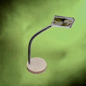 Magnifying glass on a flexible stand in marble and chrome-plated metal - 1970s