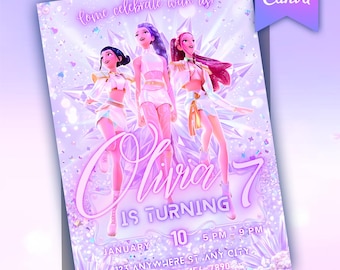 Mall för K-pop-födelsedagsinbjudan | Redigerbar Canvas-mall | K-pop-animeinbjudan | Digital nedladdning | Utskrivbart kort för barn