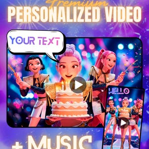Personalized K-Pop Birthday Video | Rumi KPop Birthday | Custom 3D Cartoon Message (MP4 Digital Gift)